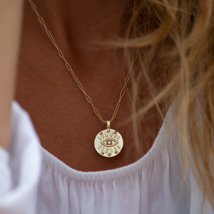 Maka Coin Necklace with Center Diamond